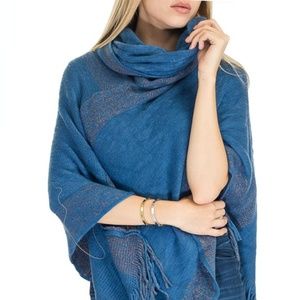 Flower of the Desert Turtle Neck Poncho Shimmer